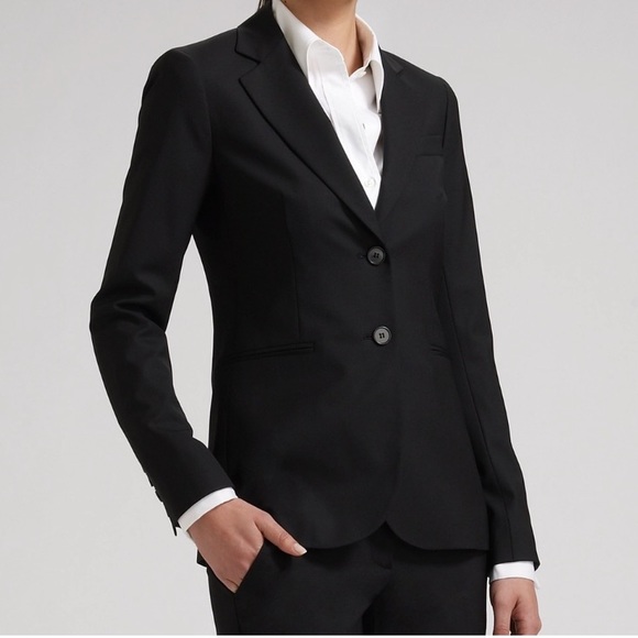 Theory Tailored Wool Blend Two Button Welt Pockets Blazer Classic Office Neutral - Picture 6 of 14